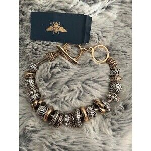 Two Tone Charm Bracelet Gold/Silver Detailed